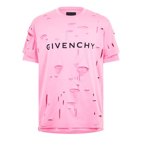 givenchy destroyed t shirt pink|Givenchy distressed logo.